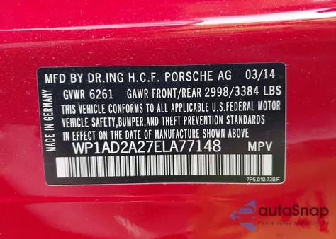 2014 Porsche Cayenne Gts z USA, uszkodzony, nr VIN WP1AD2A27ELA77148